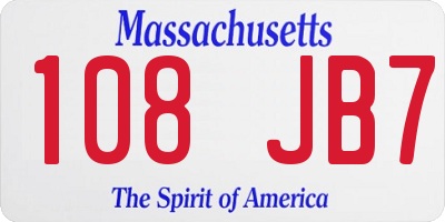 MA license plate 108JB7