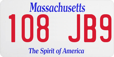 MA license plate 108JB9
