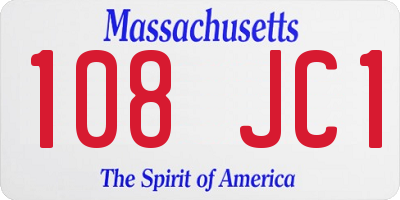MA license plate 108JC1