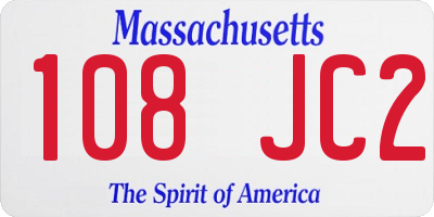 MA license plate 108JC2