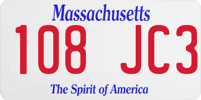MA license plate 108JC3