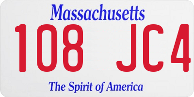 MA license plate 108JC4