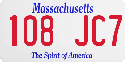 MA license plate 108JC7