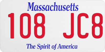 MA license plate 108JC8
