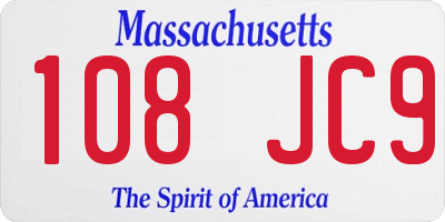 MA license plate 108JC9
