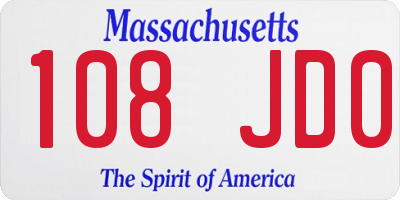 MA license plate 108JD0