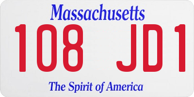 MA license plate 108JD1