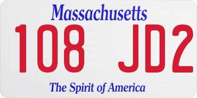 MA license plate 108JD2