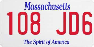 MA license plate 108JD6