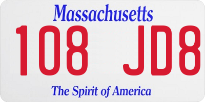 MA license plate 108JD8