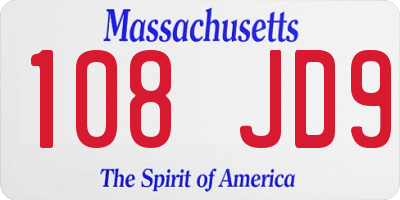MA license plate 108JD9