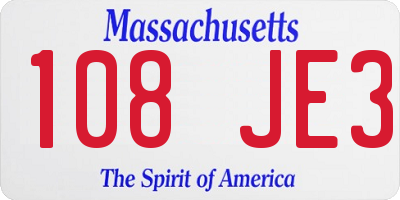 MA license plate 108JE3