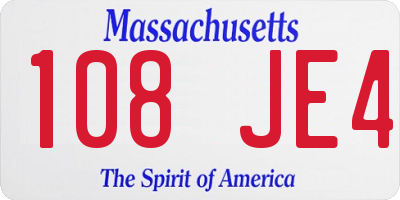 MA license plate 108JE4