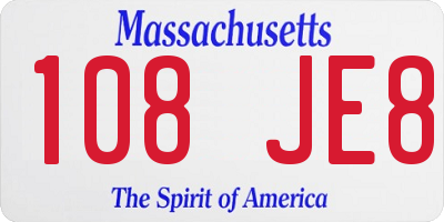 MA license plate 108JE8