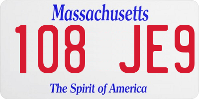 MA license plate 108JE9