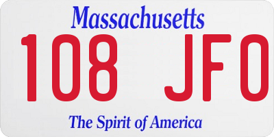 MA license plate 108JF0