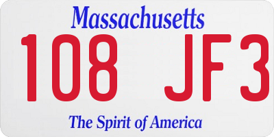 MA license plate 108JF3