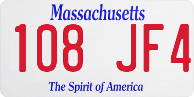 MA license plate 108JF4