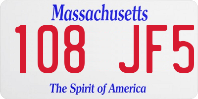 MA license plate 108JF5