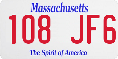 MA license plate 108JF6