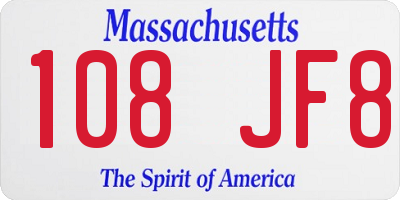 MA license plate 108JF8