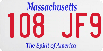 MA license plate 108JF9