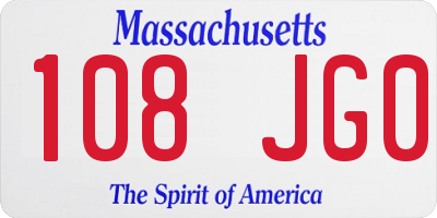MA license plate 108JG0