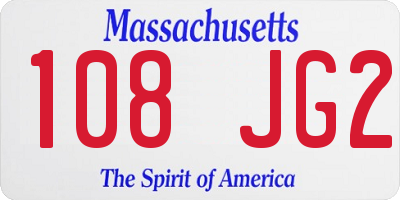 MA license plate 108JG2