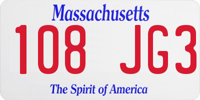 MA license plate 108JG3