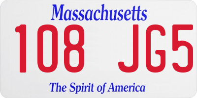 MA license plate 108JG5