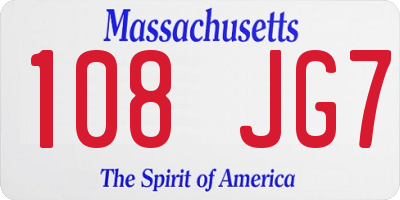 MA license plate 108JG7