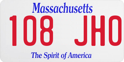 MA license plate 108JH0