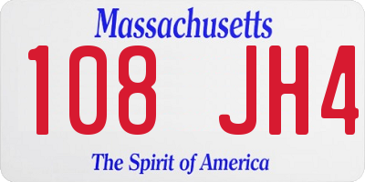 MA license plate 108JH4