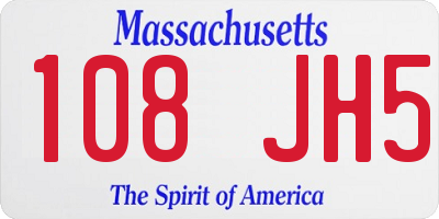 MA license plate 108JH5