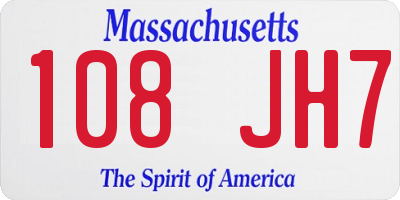 MA license plate 108JH7