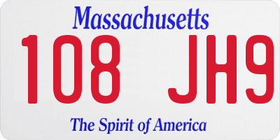 MA license plate 108JH9