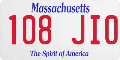 MA license plate 108JI0