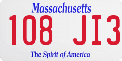 MA license plate 108JI3