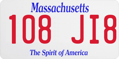 MA license plate 108JI8