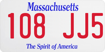 MA license plate 108JJ5