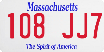 MA license plate 108JJ7