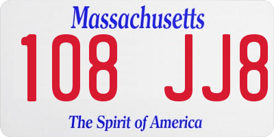 MA license plate 108JJ8