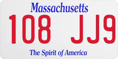 MA license plate 108JJ9