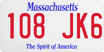 MA license plate 108JK6