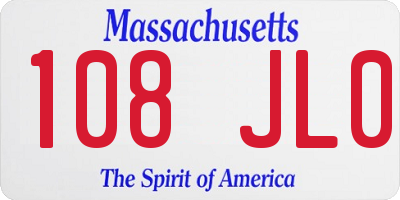 MA license plate 108JL0