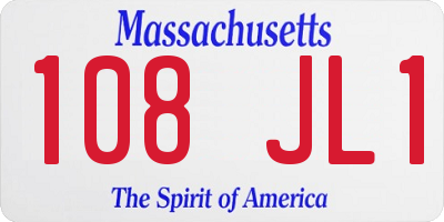 MA license plate 108JL1