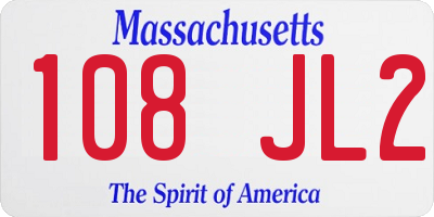 MA license plate 108JL2