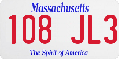 MA license plate 108JL3