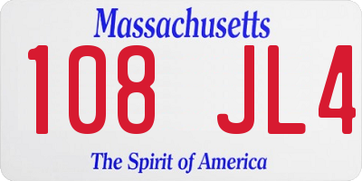 MA license plate 108JL4