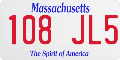 MA license plate 108JL5